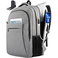 Laptop Backpack, Travel Laptop Backpack, TSA Anti Theft Durable College Computer Backpack with USB Charging Port, Water Resistant Business Work Bag Fits 15.6 Inch Laptop, Gifts for Men & Women, Grey