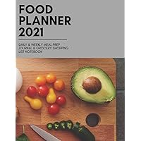 Food Planner 2021: Daily & Weekly Meal Preparation Journal/Planner & Grocery Shopping List Notebook for Family Menu Planning, Weight Loss, & Grocery Checklist Organizer for Women