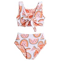 Size 30 Swimsuits Girls Watermelon Prints Tops Shorts Two Piece Double Sided Swimwear Knee Length Swim Suit for
