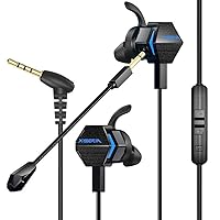 BENGOO Gaming Earbuds with Dual Mic Deep Bass Vibration for Xbox One Controller, PS4, Nintendo Switch, PC, Cellphone, Noise Cancelling 4D Stereo in-Ear Headphones