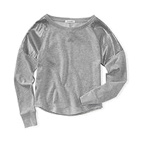 AEROPOSTALE Womens Sequin Shoulder Panels Cropped Knit Sweater, Grey, X-Large