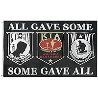 Pow Mia Kia WW All Gave Some Some Gave Black Premium Quality Fade Resistant 3x5 3'x5' 68D Woven Poly Nylon Flag Banner