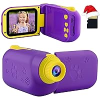 GKTZ Kids Video Camera - Digital Camera Camcorder Birthday Gifts for Girls Age 3 4 5 6 7 8 9, Children Video Recorder for Toddler with 32GB SD Card - Purple