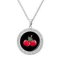 Cherries Diamond Necklace for Women Alloy Pendants Necklace Dainty Jewelry Gift