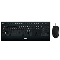 Logitech K280e Pro Wired Business Keyboard, QWERTY US-International Layout - Black & B100 Wired USB Mouse, 3-Buttons, Optical Tracking, Ambidextrous PC/Mac/Laptop - Black