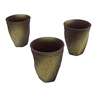 (Amazon.co.jp Limited) [Commercial Set] Mino Ware Japanese Style Cafe Series, Rough Twisting, Free Cup, Shade Coloring Spraying, Set of 3