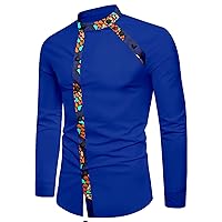 African Shirts for Men Blouse Crop Top Casual Wear Ankara Clothes Plus Size Long Sleeve Print Shirt with Pockets