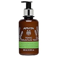 Apivita Tonic Mountain Tea Moisturizing Body Lotion with Vitamin E, Shea Butter & Almond Oil - Aromatherapy Inspired Moisturizer that Provides Antioxidant Protection to the Skin, 6.76 Fl Oz