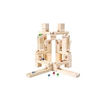 Marble Run Toys, 60 Pieces Wooden Classic Ramps Track Building Construction Set for Children Toddler