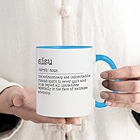 Sisu Coffee Mugs, 11oz Mug with Large Handles, Linguistics Quote Phrase Ceramic Encouragement Coffee Cups for Coffee Cocoas Water, Valentine’s Day Mothers Day Morning Morning Gift