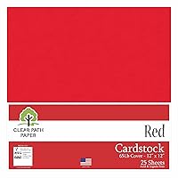Clear Path Paper - Red Cardstock - 12 x 12 inch - 65Lb Cover - 25 Sheets