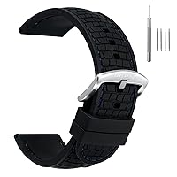 BERNY Silicone Watch Bands Soft Rubber Waterproof Replacement Watch Straps with Stainless Steel Buckle Assroted Colors - 22mm, 24mm for Men and Women (Grey, Blue, Green, Gold)