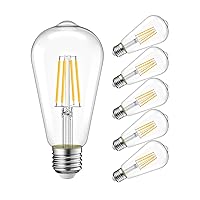 ST21 LED Filament Bulb 5W(40 Watt Equivalent) Dimmable 2700K Warm White Vintage Edison Light Bulb E26 Medium Base (6-Pack) (5W-Warm White)