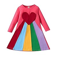 5t Fall Dress Girl Toddler Baby Kids Girls Suit Beautiful Rainbow Long Sleeves Dress Dresses for Girls Long