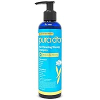 PURA D'OR Hair Thinning Therapy Biotin Shampoo ORIGINAL Scent (8oz) w/Argan Oil, Herbal DHT Blockers, Zero Sulfates, Natural Ingredients For Men & Women, All Hair Types (Packaging may vary), Golden