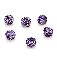 50pcs Adabele Grade A Suncatcher Crystal Rhinestone Pave Loose Beads 10mm Tanzanite Purple Polymer Clay Disco Spacer Ball Compatible with Shamballa All Other Jewelry Making DB10-26