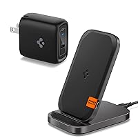 Spigen [Designed for Samsung] Qi True 15W Super Fast Wireless Charger Stand with USB C Charger, Spigen [GaN Fast] 45W PD 25W PPS Super Fast Charge Type C for Galaxy