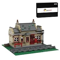 Train Station Street View Building Blocks Set, Modular Building Kit, MOC-159178 DIY Bricks House Model Set, for Adults Birthday, 492PCS
