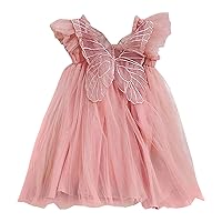Toddler Birthday Dress,Layered Sleeveless Butterfly Summer Dresses Tulle Dress Toddler Sundress