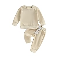 Hoanselay Toddler Baby Boy Color Block Sweatsuit Clothes Long Sleeve Hoodie Sweatshirt Top and Pants Fall Winter Outfit Set