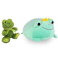 CAZOYEE Super Soft Frog Plush Hugging Pillow and Cute Frog Stuffed Animal, Adorable Frog Plushie Toy for Kids Toddlers Children Baby, Cuddly Plush Frog Gift for 3 4 5 6 7 8 9 Years Old Girls Boys