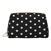 Black And White Polka Dot Print Cosmetic Bags,Leather Makeup Bag Small For Purse,Cosmetic Pouch,Toiletry Clutch For Women Travel