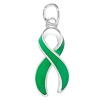 Large Green Ribbon Awareness Charm – Green Ribbon Shaped Charm for Organ Donation, Cerebral Palsy, Mental Health, and Liver Cancer Awareness - Perfect for Jewelry Making, Bracelets, Necklaces, DIY Projects, Support Groups and Fundraisers