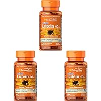 Puritan's Pride Lutein 40 Mg with Zeaxanthin, Helps Support Eye Health*, Whole Bean, 60 Ct, (Pack of 3)