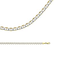 Mariner Chain Solid 14k Yellow White Gold Necklace Flat Anchor Pave Link Two Tone 4.4 mm 22 inch