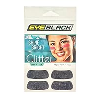 Under Eye Colorful Glitter Strips | Football, Baseball, Softball, Soccer | Great for Adults and Kids | Tailgating Fans, Sporting Events, Cheering Fans - 2 Pairs / 4 Strips - Black
