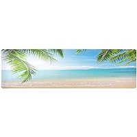 Summer Beach with Green Coconut Trees Trivet Table Runner 40 Inches Long Trivet for Hot Pots and Pans/Hot Dishes,Table Protector Heat Up to 230F, Decorative Hot Plates Mat for Kitchen Countertop