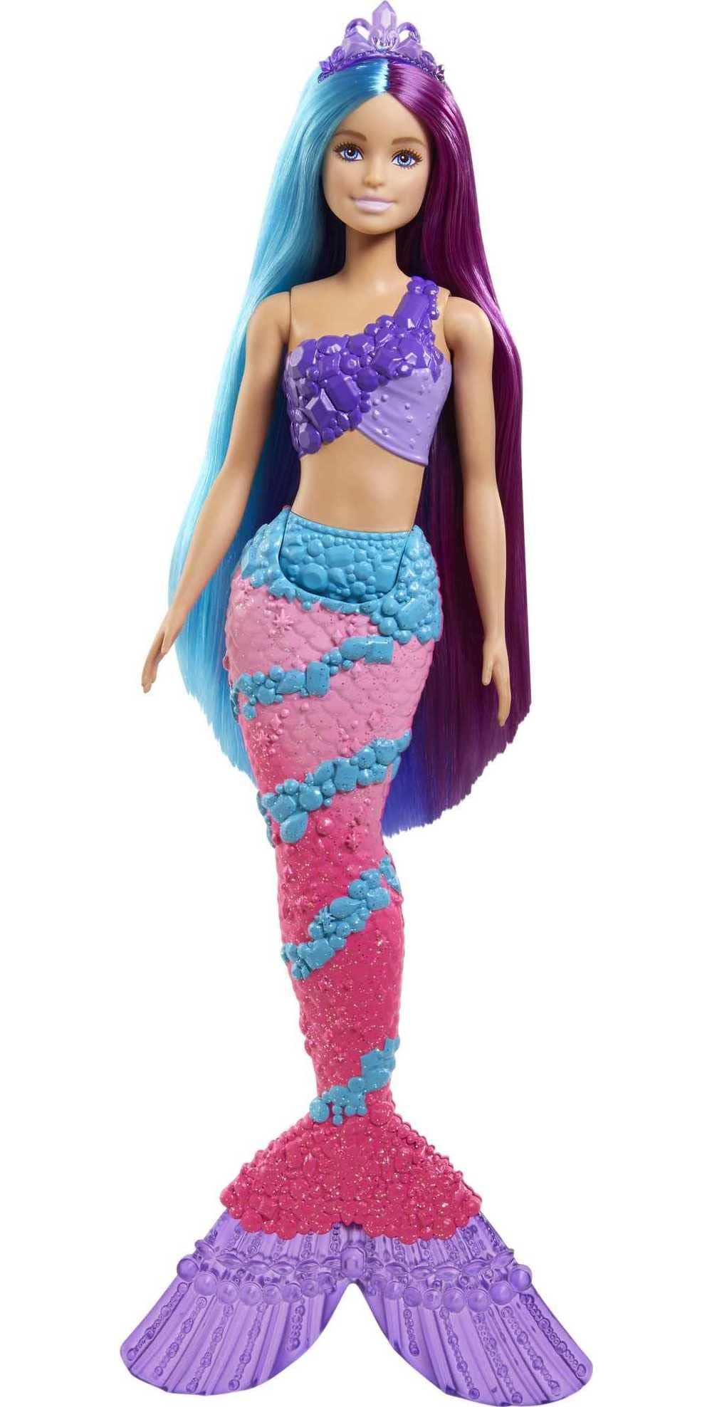 Barbie Dreamtopia Doll, Mermaid Toys, Pink Ombre Tail & Extra-Long Fantasy Hair with Brush, Tiaras & Styling Accessories