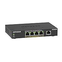 NETGEAR 5-Port Gigabit Ethernet Unmanaged PoE Switch (GS305P) - with 4 x PoE+ @ 63W, Desktop or Wall Mount