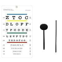 Upgraded Snellen Eye Chart for Eye Exams 10 Feet 14x8 inches, Handheld Eye Occluder with Hand Pointer for Vision Test