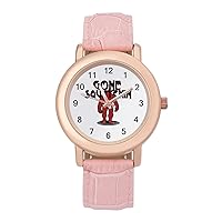 Bigfoot Gone Squatchin Silhouette Classic Watches for Women Funny Graphic Pink Girls Watch Easy to Read