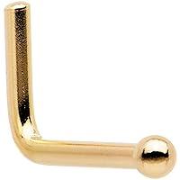 Body Candy 18 Gauge 14k Yellow Gold 1.5mm Ball L-Shaped Nose Ring