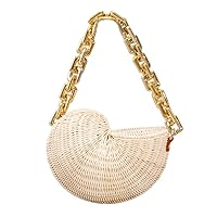 Women's small funny beach handmade retro woven shell conch shaped handbag
