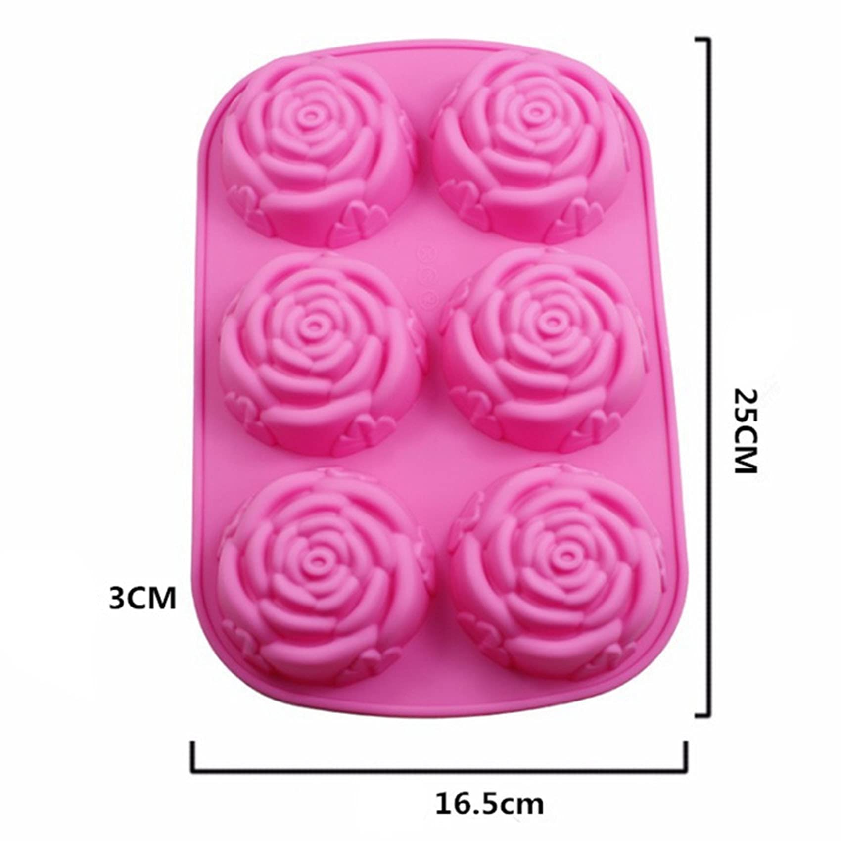 Thaoya Silicone Rose Flower Shape Molds For Homemade Chocolate Cupcake, ​Soap, Bread, ​Cornbread, Bundt Cake, Muffin, Pudding Set of 2 (Rose) (Rose)