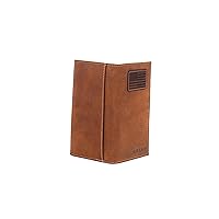 ARIAT Men's Rodeo Wallet, Medium Brown Genuine Leather, USA Flag Patch, Multiple Card Slots, 6-1/2