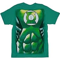 Green Lantern Muscle Costume Print Green Adult T-Shirt Tee