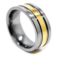8mm Golden Colored Gothic Cross Tungsten Carbide Wedding Band Size (9)
