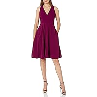 Dress the Population Women's Catalina Plunging V-Neck, a Line Midi