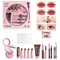 LAMUSELAND Makeup Kit for Women Girls Full Kit, 9 Pieces All in One Professional Makeup Gift Set for Beginner, include Lipstick, Eyebrow, Eyeliner, BB Cream, Powder, Mascara (B)