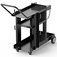 YESWELDER Welding Cart for TIG MIG Welder and Plasma Cutter, Three-Layer Large Storage 360° Rolling Welding Trolley