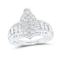 The Diamond DealSterling Silver Womens Round Diamond Oval Cluster Bridal Wedding Engagement Ring 1.00 Cttw