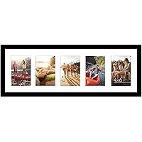 8x24 Collage Picture Frame in Black - Displays Five 4x6 Frame Openings - Engineered Wood Photo Frame with Shatter-Resistant Glass and Hanging Hardware Included
