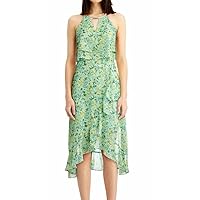 kensie Womens Floral Layered Midi Dress, Green, 6