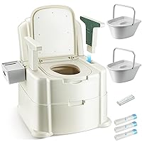Bedside Commode, Portable Toilet for Adults, Commode Chair for Toilet with Arms, Height Adjustable, 2 Toilets and Induction Night Light, Potty Chair for Elderly and Disabled