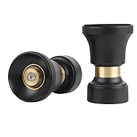 Hose Nozzle, Lichamp 2 Pack Heavy Duty Brass Fireman Style High Power Leak Proof Adjustable Garden Water Sprayer, Suitable for Car Wash, Patio Cleaning, Watering Lawn and Garden, Shower Pets (Black)