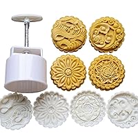 Mooncake Mold 200g- Cookie Stamps Plastic Hand Press Wavy Moire Shape Kitchen Gadgets DIY Baking Pastry Tool (Wavy moire 200g)